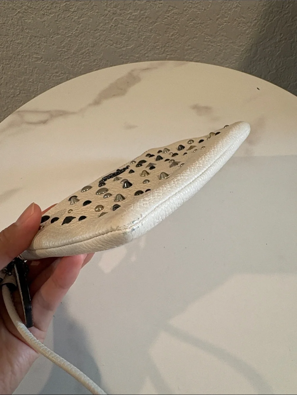 Coach White Leather Wristlet with Mixed Metal Studs - Picture 12 of 14